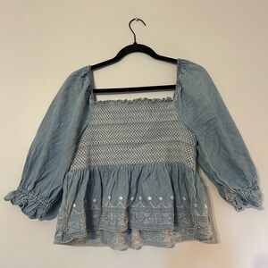 Jean and White Peplum Top